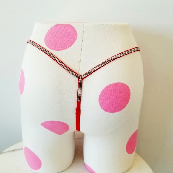 Victoria's Secret Very Sexy Lace Shine Strap Thong Panty Rhinestone Crystal NWT - Picture 3 of 9